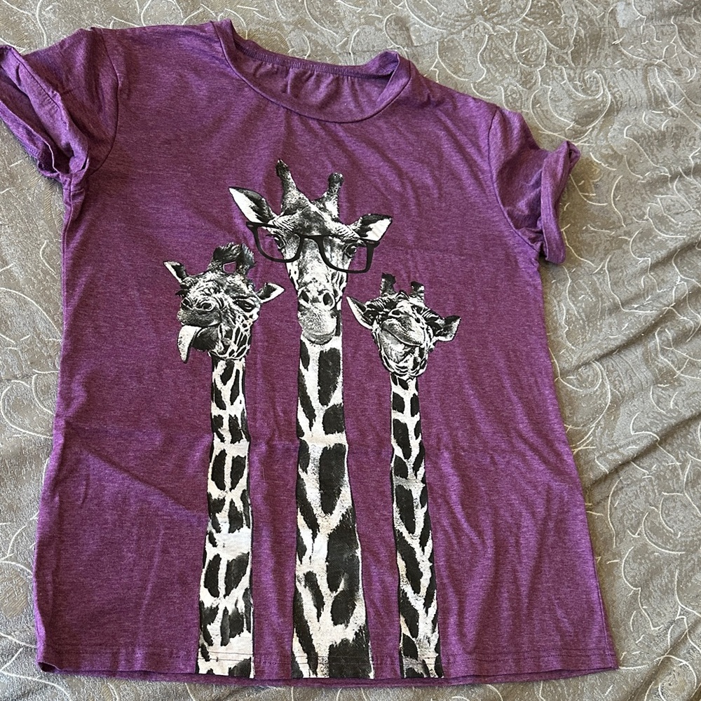 Purple Giraffe Print T-Shirt